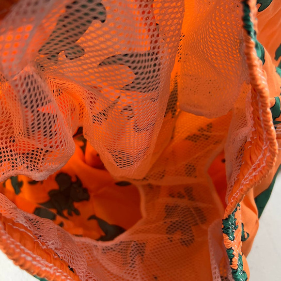 Orange Green Dinosaur Print Big Boys Medium Swim Trunks Swimwear Lined Shorts - Picture 6 of 7